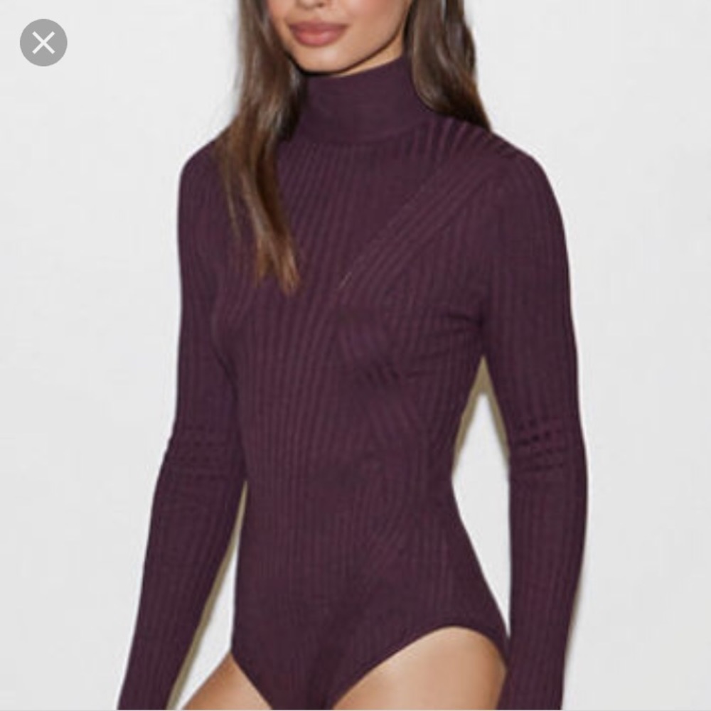 Purple turtleneck bodysuit
